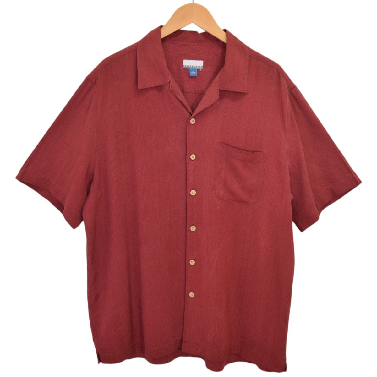 BREAKWATER シルクオープンカラーシャツ 古着・中古-1枚目のアイテム画像