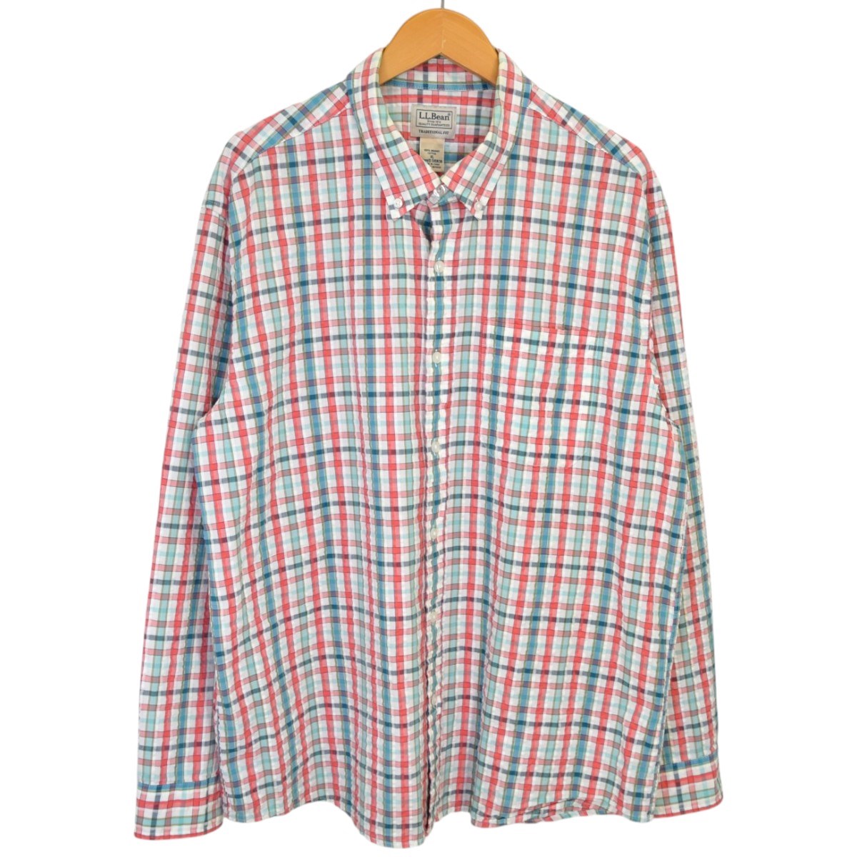 L．L．Bean シアサッカーチェックBDシャツ 古着・中古-1枚目のアイテム画像