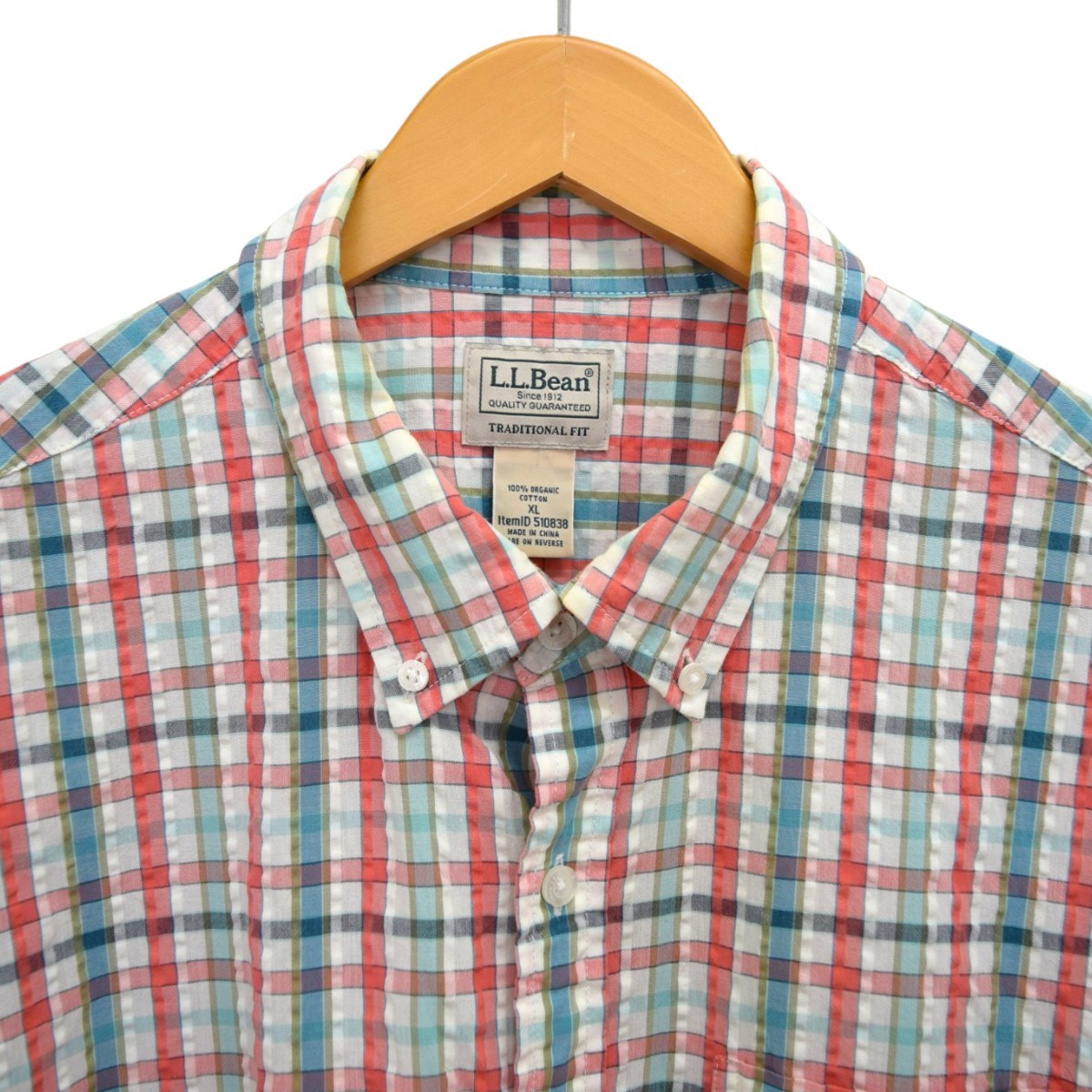 L．L．Bean シアサッカーチェックBDシャツ 古着・中古-3枚目のアイテム画像