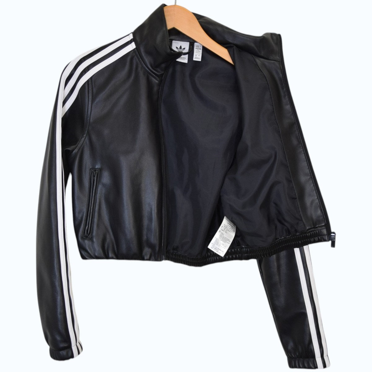 adidas ファイヤーバードフェイクレザートラックジャケット XL フェイクレザー アディカラー スリーストライプス ルーズ ファイヤー