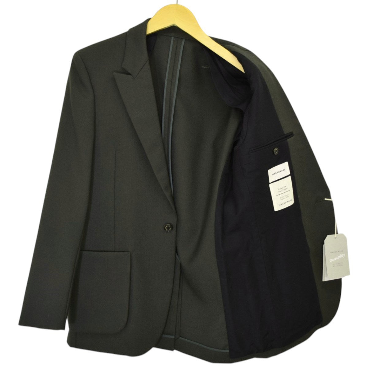 MARKAWARE ORGANIC WOOL HEAVY TROPICAL SEMI PEAKED LAPEL JACKETセミピークドラペルジャケットA22A-04JK01C 古着・中古-3枚目のアイテム画像