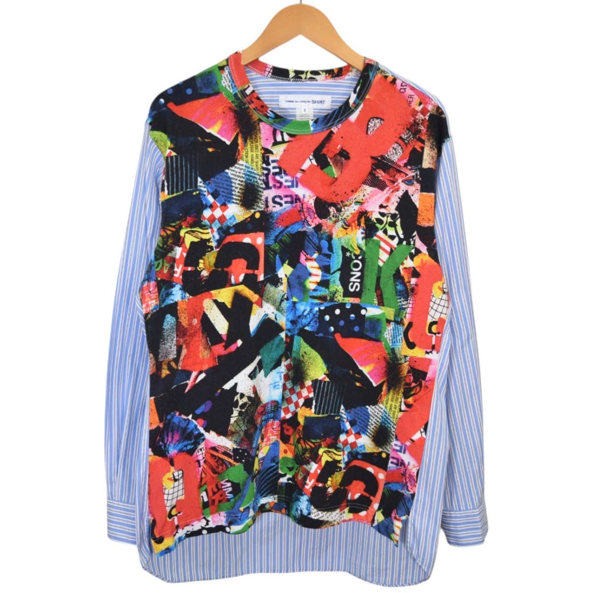 COMME des GARCONS SHIRT ドッキングストライプシャツS26010 古着・中古-1枚目のアイテム画像
