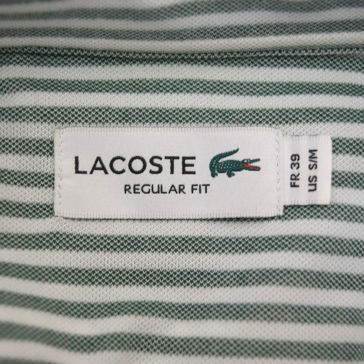 LACOSTE クールマックスブレンド鹿の子地ストライプシャツCH718LJ 古着・中古-5枚目のアイテム画像