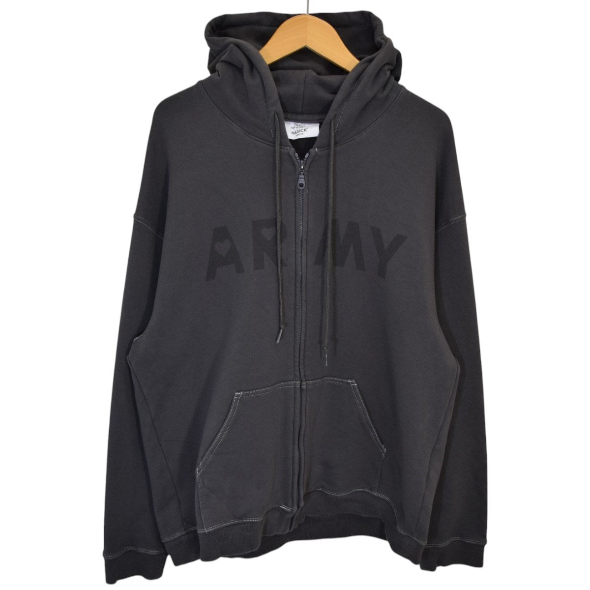 BASICKS ARMY HoodieジップパーカーS4-0401 古着・中古-1枚目のアイテム画像