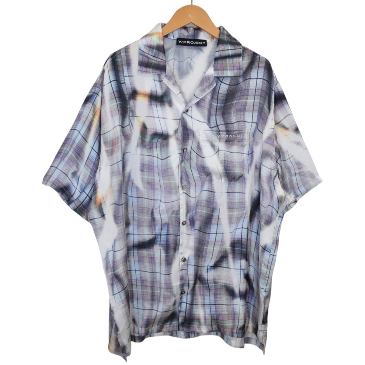 Y／project Sun Bleach Check Print S／S ShitチェックプリントS／Sシャツ 古着・中古-1枚目のアイテム画像