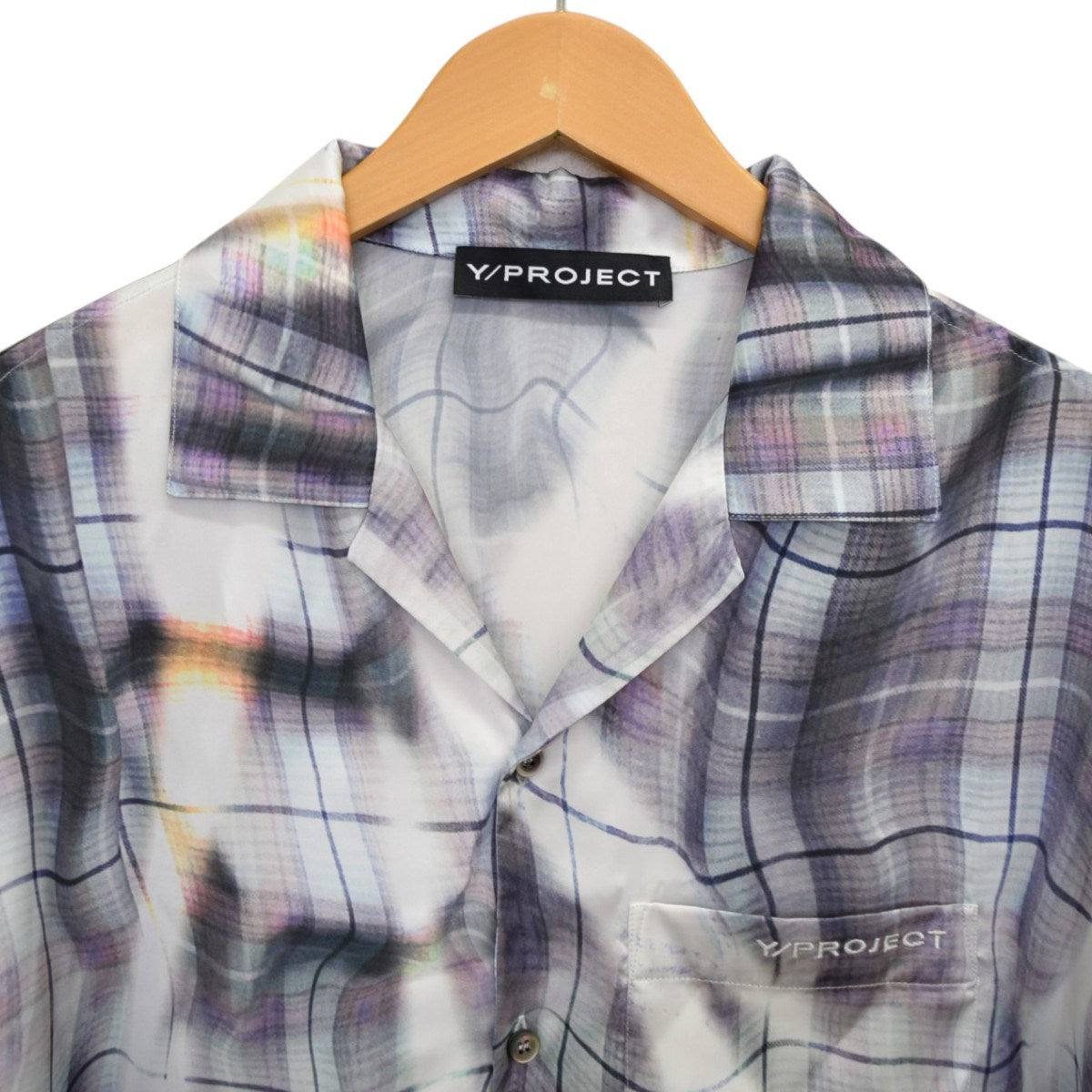 Y／project Sun Bleach Check Print S／S ShitチェックプリントS／Sシャツ 古着・中古-3枚目のアイテム画像