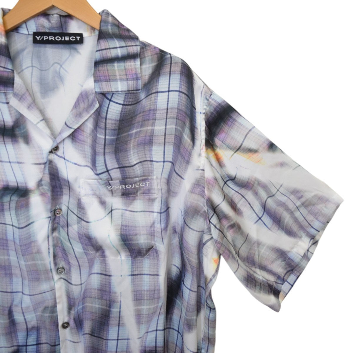 Y／project Sun Bleach Check Print S／S ShitチェックプリントS／Sシャツ 古着・中古-4枚目のアイテム画像