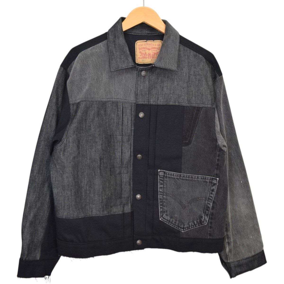 THRIFTY LOOK DENIM REMAKE PLEATS JACKET 1stリメイクデニムジャケット 古着・中古-1枚目のアイテム画像