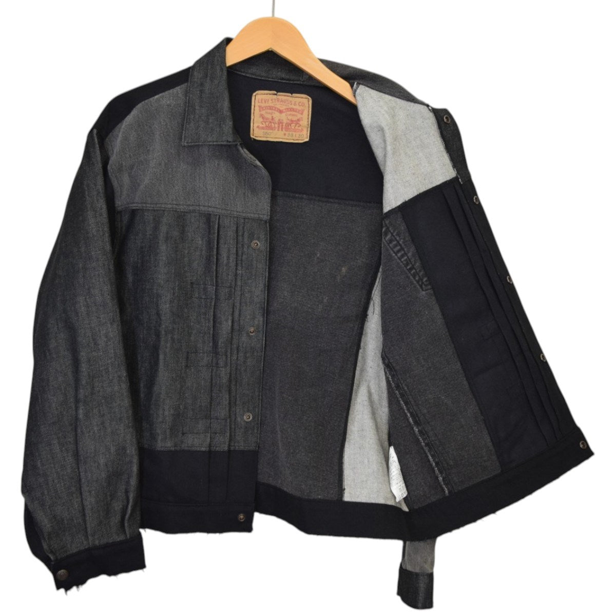THRIFTY LOOK DENIM REMAKE PLEATS JACKET 1stリメイクデニムジャケット 古着・中古-4枚目のアイテム画像