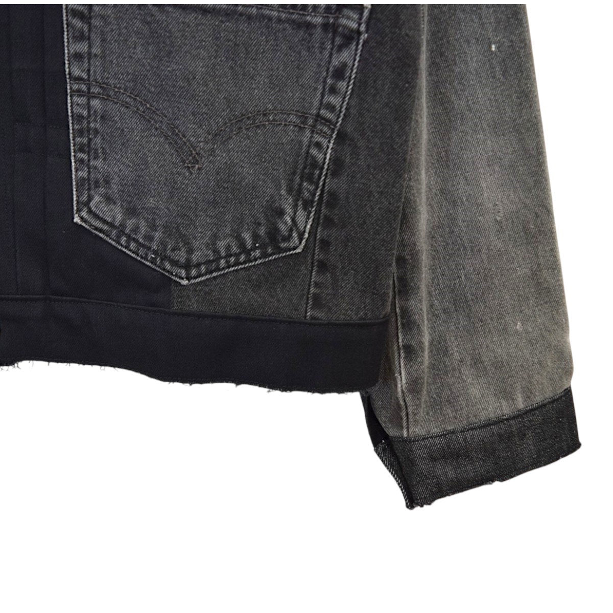 THRIFTY LOOK DENIM REMAKE PLEATS JACKET 1stリメイクデニムジャケット 古着・中古-5枚目のアイテム画像