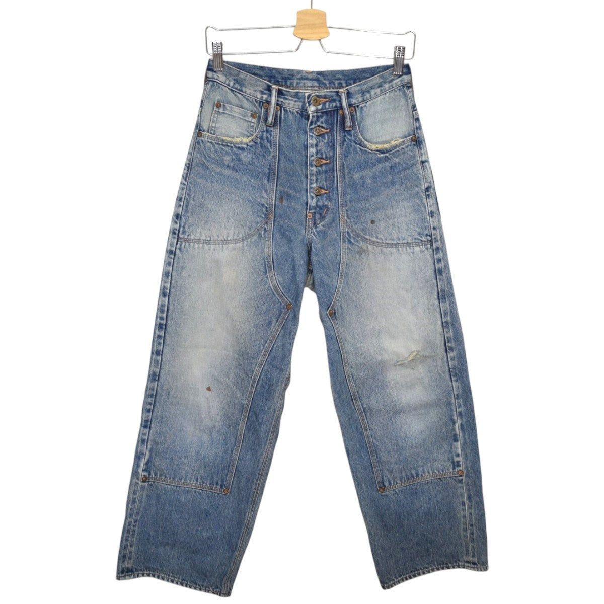SUGARHILL×UNUSED FADED DOUBLE KNEE DENIM PANTS PRODUCTED BY UNUSEDダメージ加工デニムパンツ22SSSU02 古着・中古-1枚目のアイテム画像