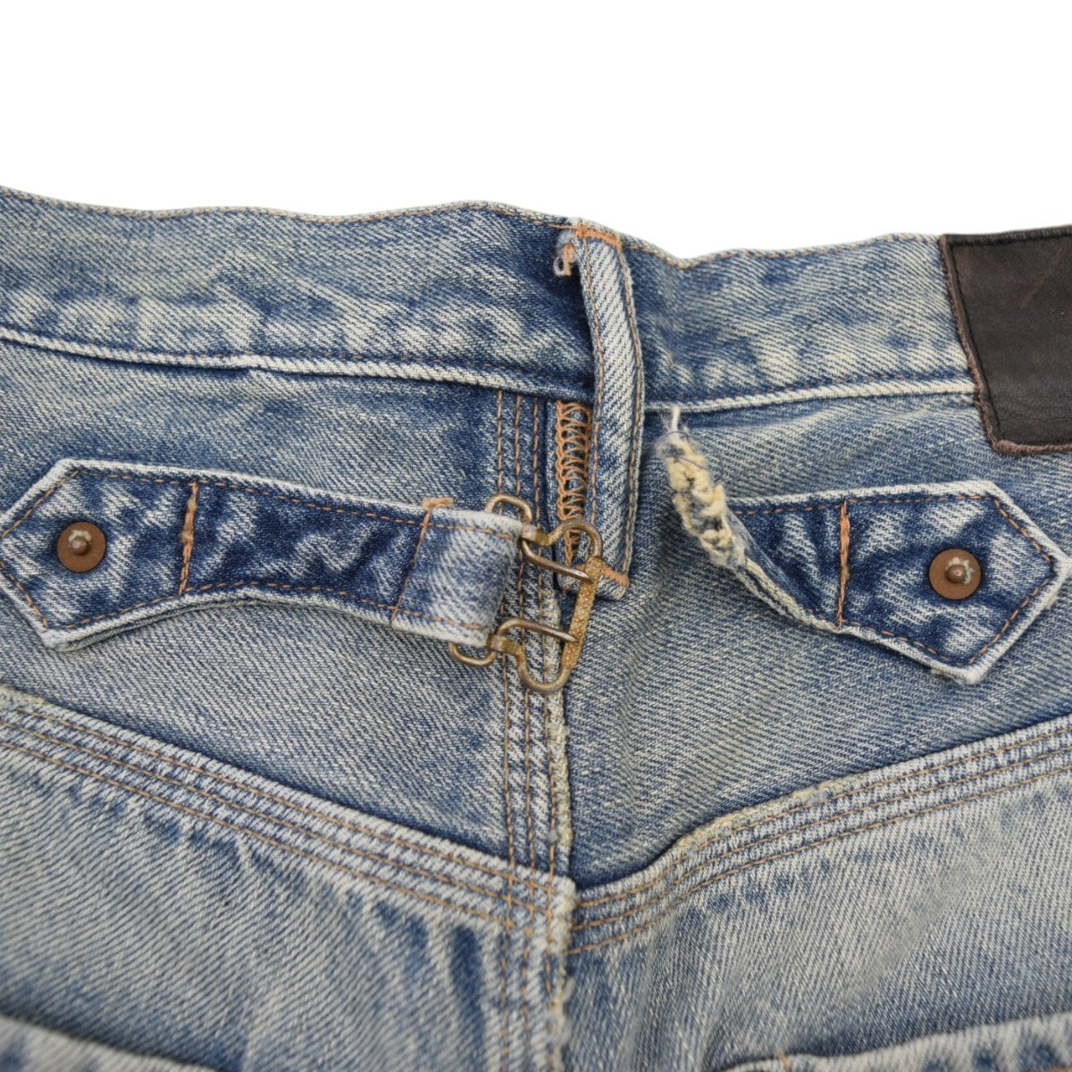 SUGARHILL×UNUSED FADED DOUBLE KNEE DENIM PANTS PRODUCTED BY UNUSEDダメージ加工デニムパンツ22SSSU02 古着・中古-5枚目のアイテム画像