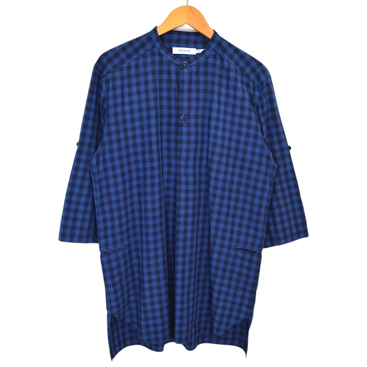 TRAVELER PULLOVER LONG SHIRT QS COTTON INDIGO CHECKプルオーバーシャツNN-S2720
