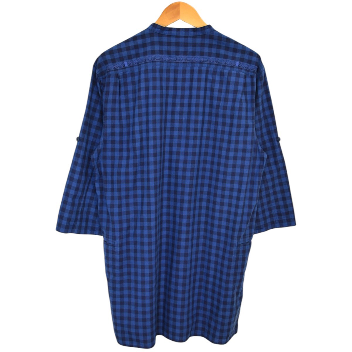 TRAVELER PULLOVER LONG SHIRT QS COTTON INDIGO CHECKプルオーバーシャツNN-S2720