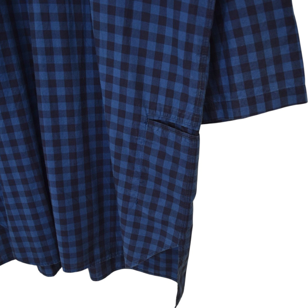 TRAVELER PULLOVER LONG SHIRT QS COTTON INDIGO CHECKプルオーバーシャツNN-S2720