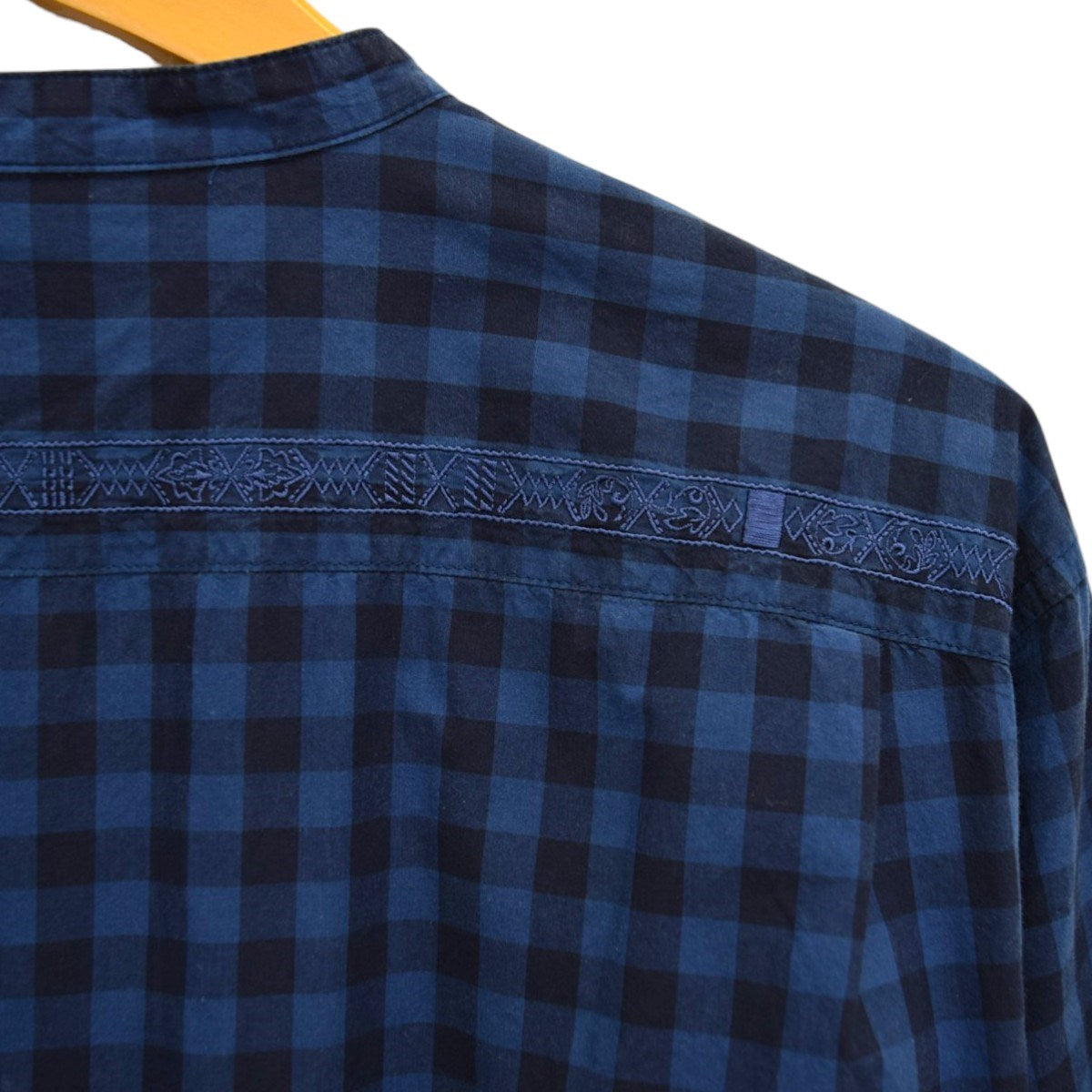 TRAVELER PULLOVER LONG SHIRT QS COTTON INDIGO CHECKプルオーバーシャツNN-S2720