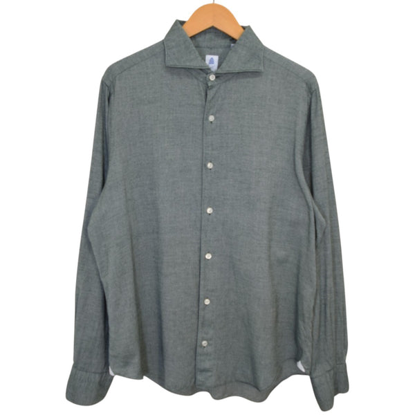 Finamore×BARNEYS NEWYORK リネンシャツ Finamore×BARNEYS NEWYORK ホリゾンタルカラーソフトフランネルシャツ