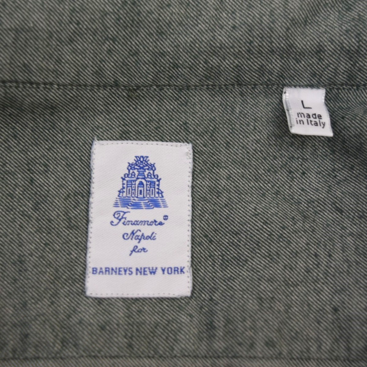 Finamore×BARNEYS NEWYORK ホリゾンタルカラーソフトフランネルシャツ