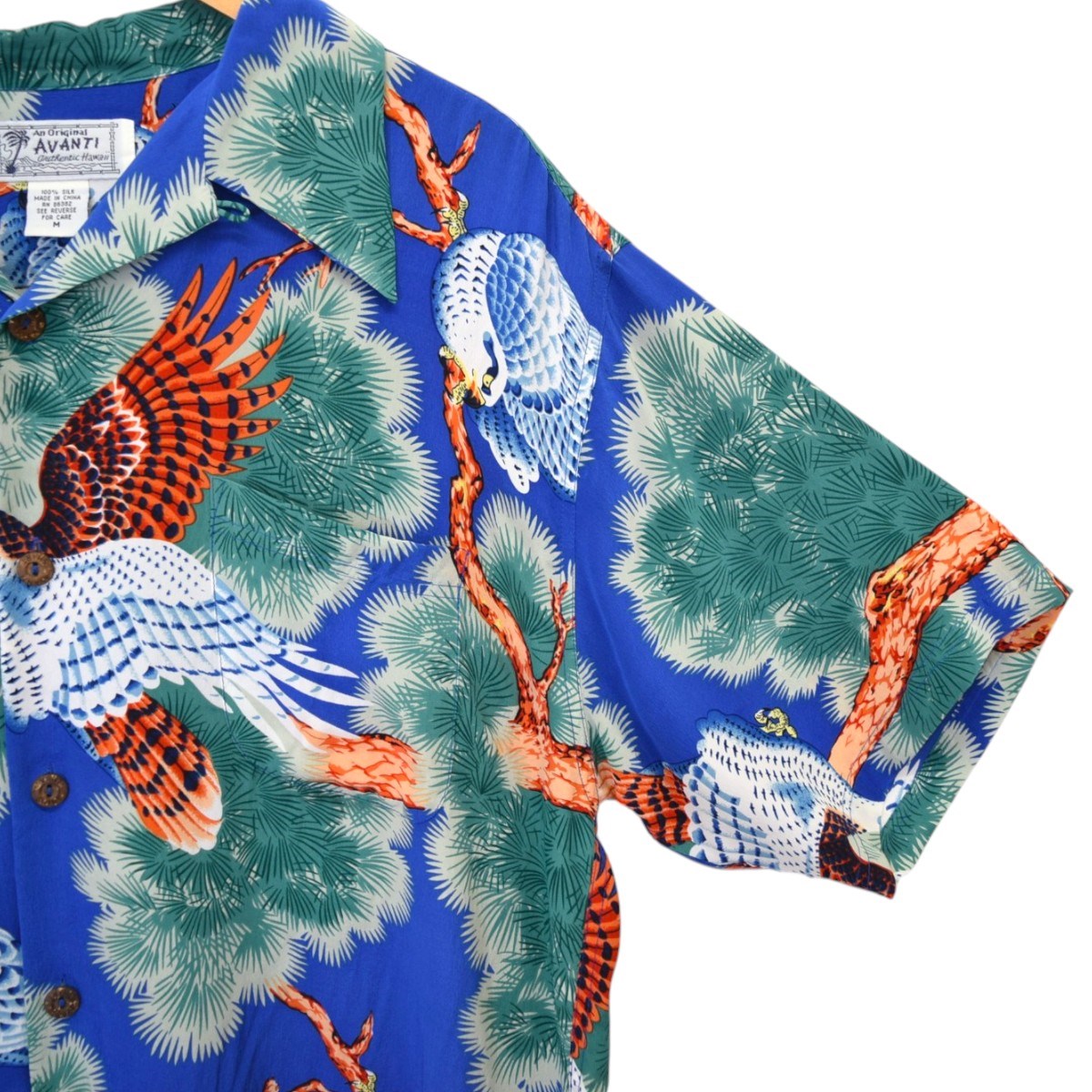 AVANTI 鷹松モチーフシルクアロハシャツ 90Sヴィンテージ 古着・中古-4枚目のアイテム画像