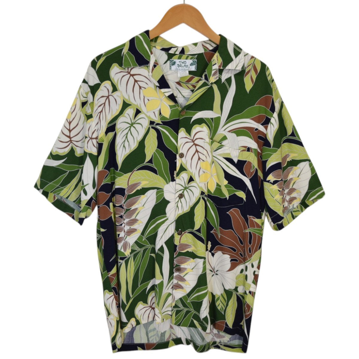 TWO PALMS トロピカルフローラルレーヨンアロハシャツ MADE IN HAWAII 古着・中古-1枚目のアイテム画像