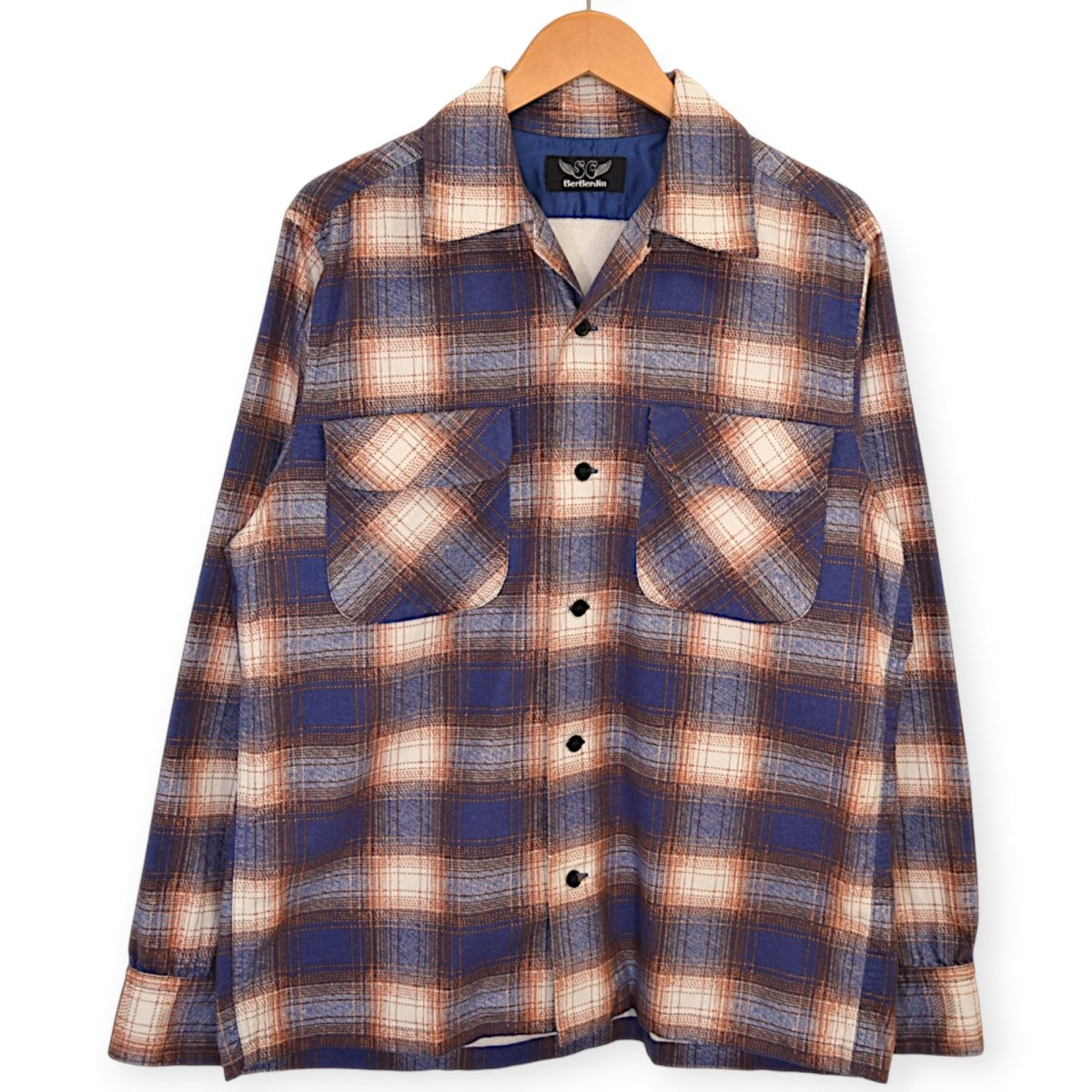 BerBerJin×Subculture PRINT CHECK SHIRTプリントチェックオープンカラーシャツSCTP-CLB02 古着・中古-1枚目のアイテム画像
