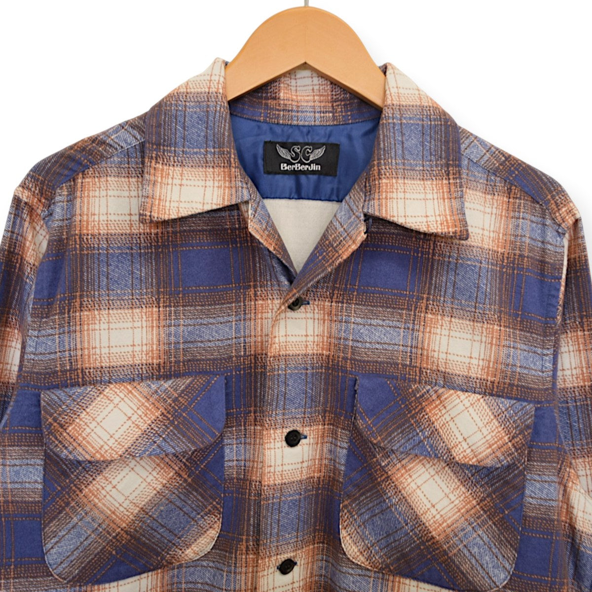 BerBerJin×Subculture PRINT CHECK SHIRTプリントチェックオープンカラーシャツSCTP-CLB02 古着・中古-3枚目のアイテム画像