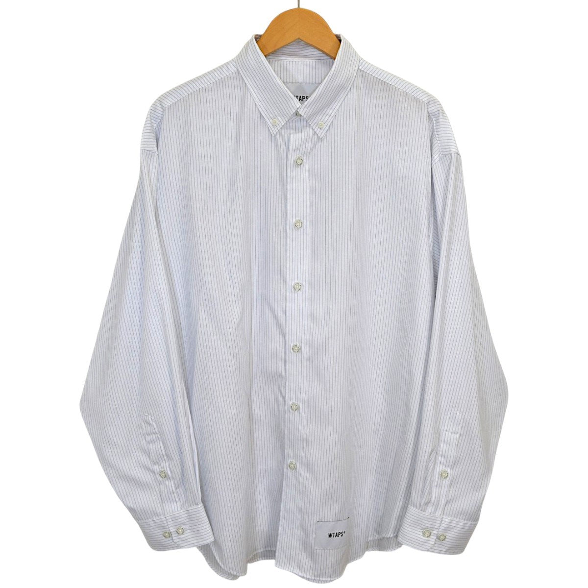 WTAPS BD 02 ／ LS ／ COTTON． HERRINGBONE． TEXTILE． OFストライプシャツ261TQDT-SHM03 古着・中古-1枚目のアイテム画像