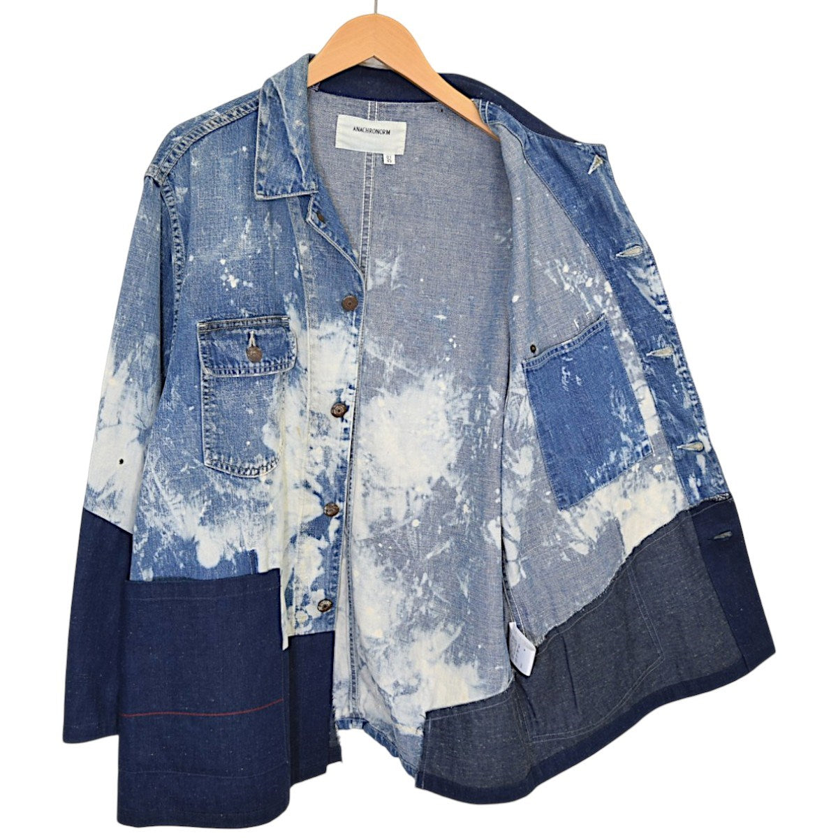 anachronorm PATCHWORK COVERALLS REMAKE WASHブリーチ・ダメージ加工パッチワークデニムカバーオール 古着・中古-3枚目のアイテム画像