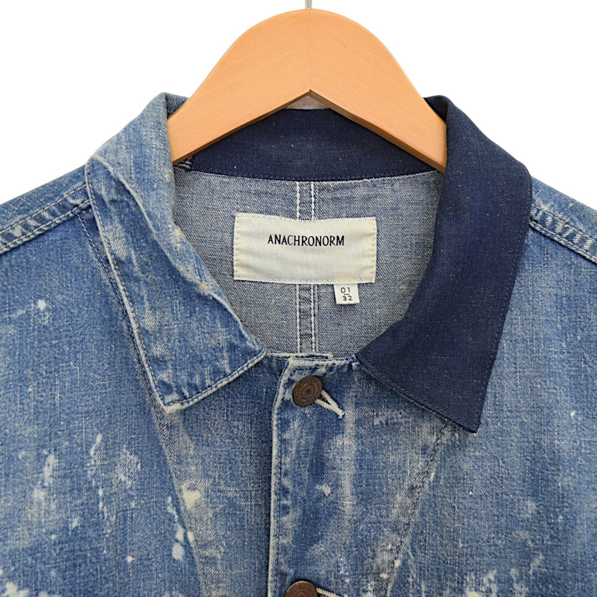 anachronorm PATCHWORK COVERALLS REMAKE WASHブリーチ・ダメージ加工パッチワークデニムカバーオール 古着・中古-4枚目のアイテム画像