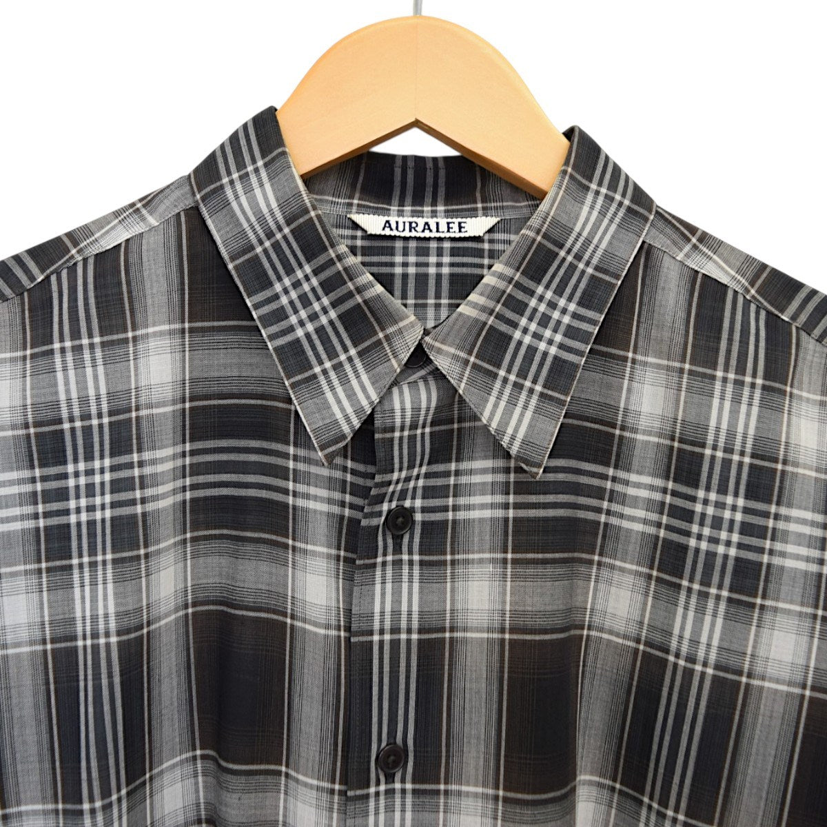 AURALEE WOOL RECYCLED POLYESTER CLOTH SHIRTSチェックシャツA21AS01EM 古着・中古-3枚目のアイテム画像