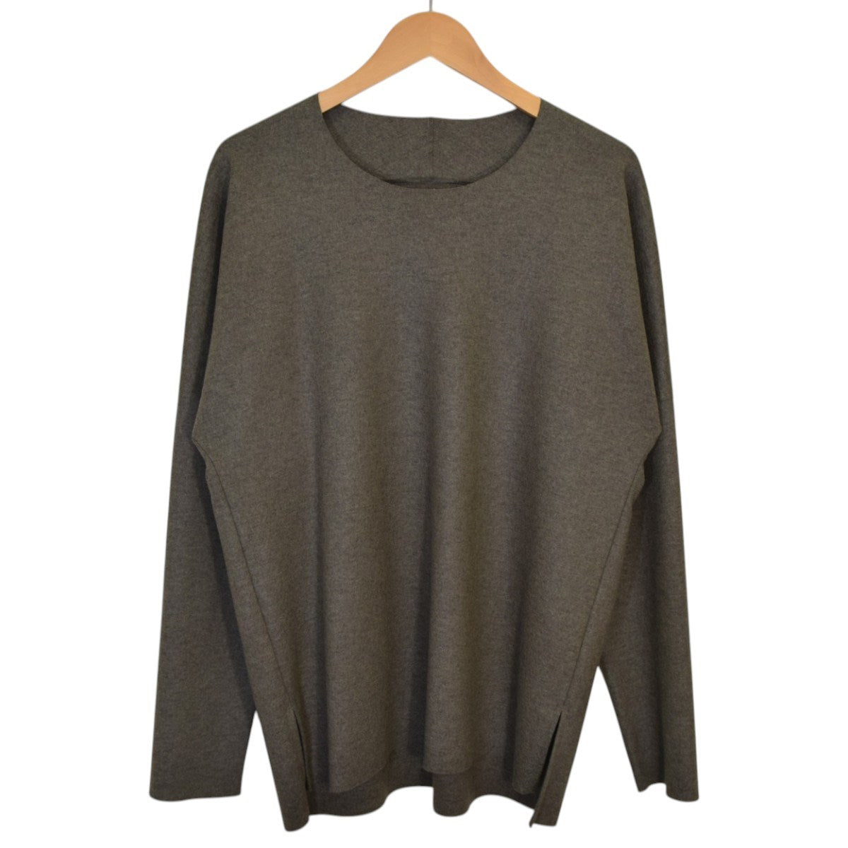 ウールフランネルスムース クルーネックL／SロングスリーブカットソーKJ83-084