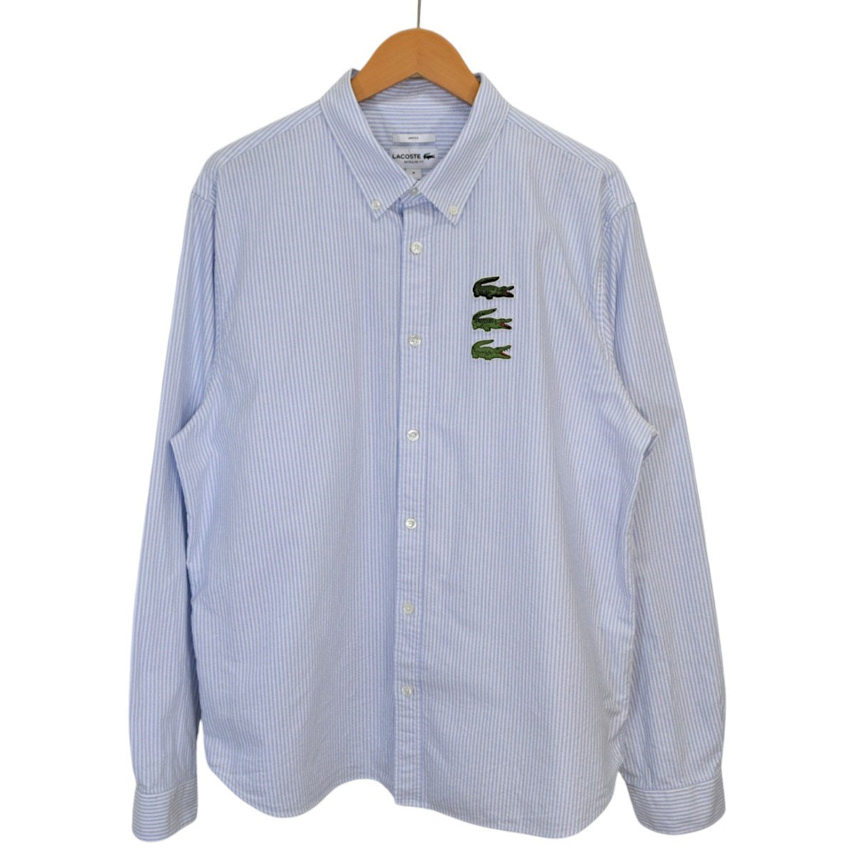 LACOSTE タイムラインクロックストライプオックスフォードシャツCH5896 古着・中古-1枚目のアイテム画像