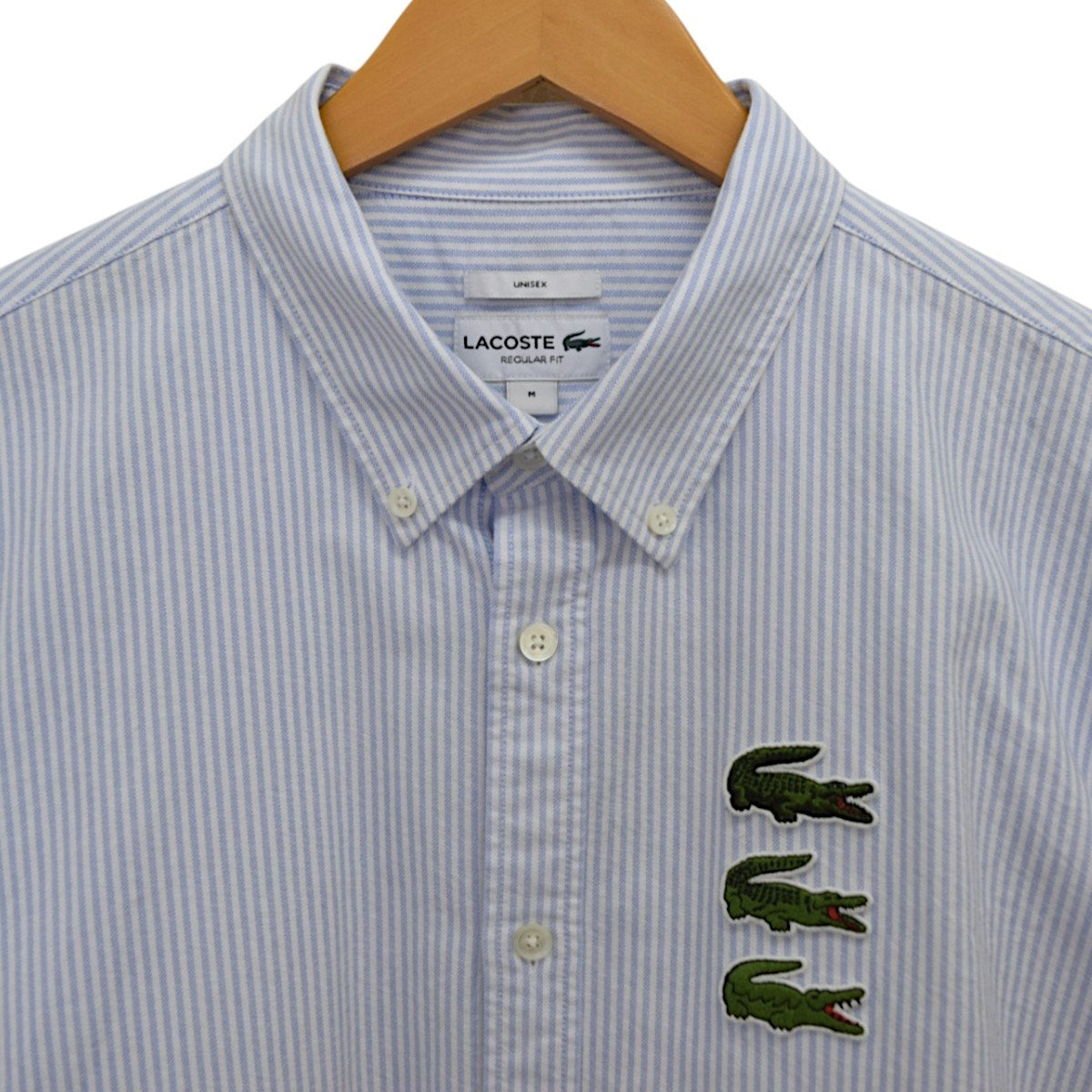 LACOSTE タイムラインクロックストライプオックスフォードシャツCH5896 古着・中古-3枚目のアイテム画像