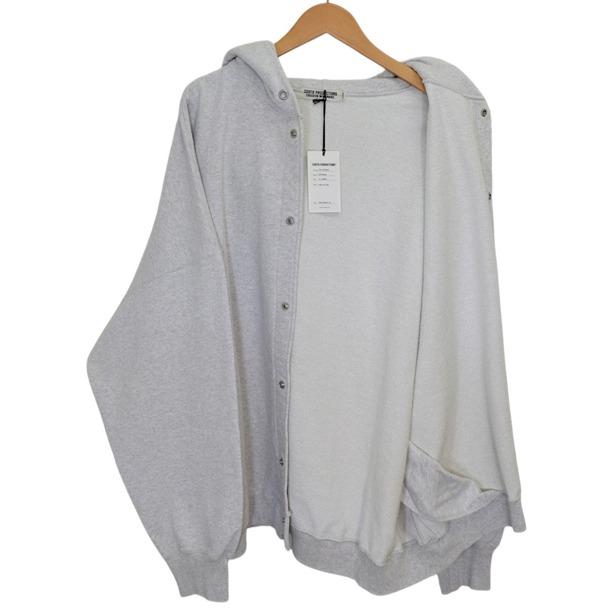 COOTIE PRODUCTIONS Open End Yarn Plain Sweat Snap Hoodieスナップボタンパーカー 古着・中古-3枚目のアイテム画像