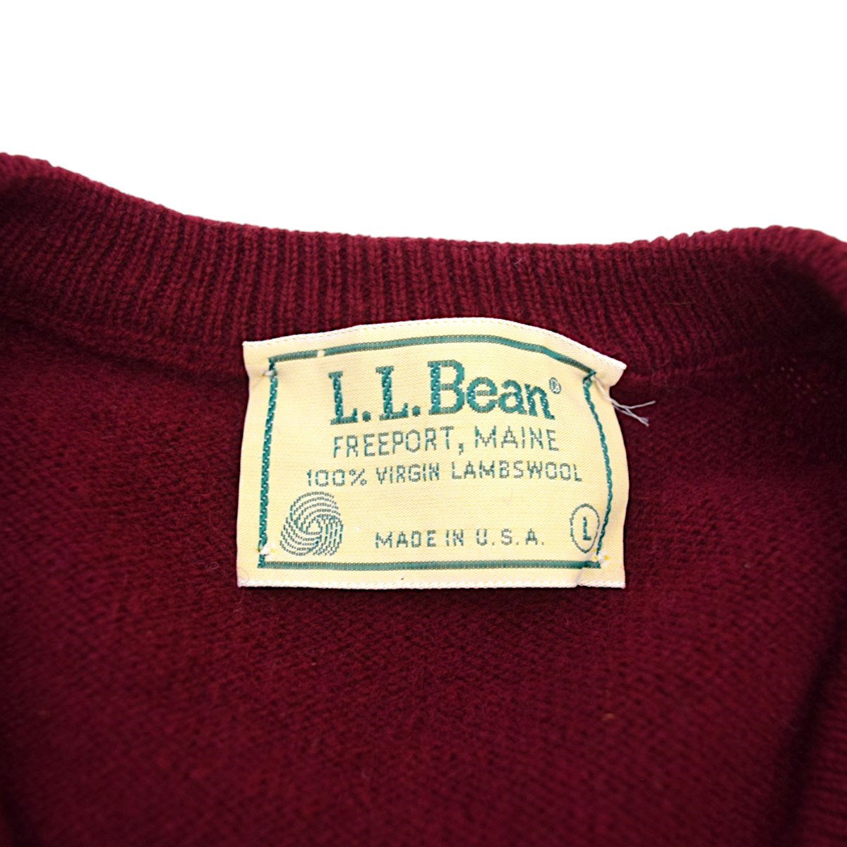 L．L．Bean ラムズウールVネックニット 90-00Sヴィンテージ MADE IN USA 古着・中古-5枚目のアイテム画像