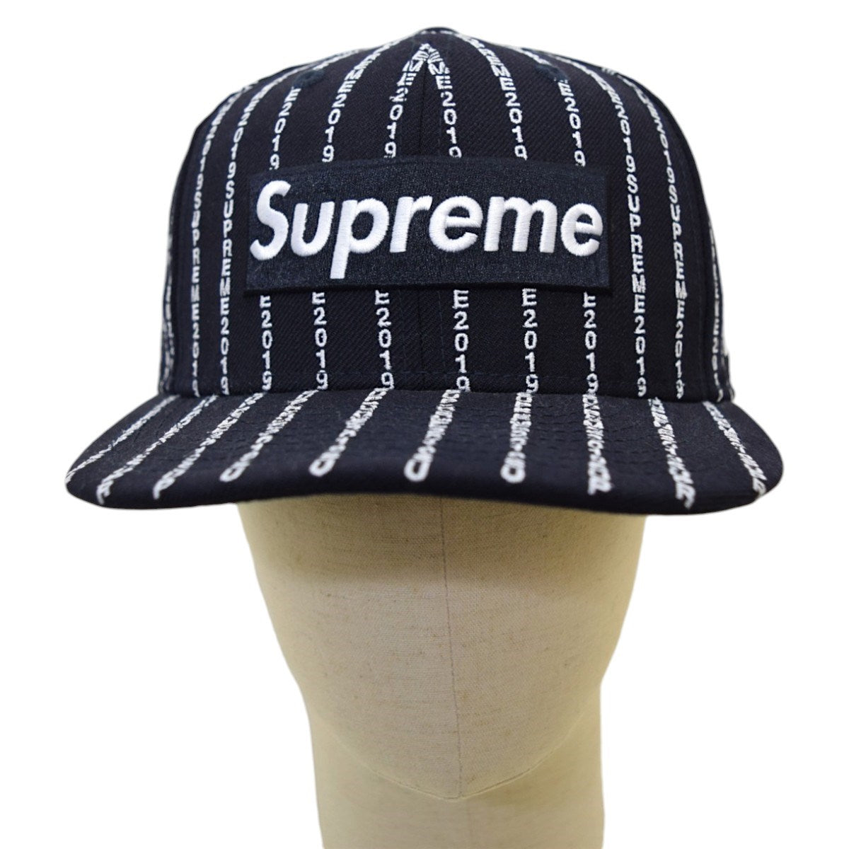 Supreme×New Era Text Stripe New Era キャップ ネイビー サイズ 7 3/8