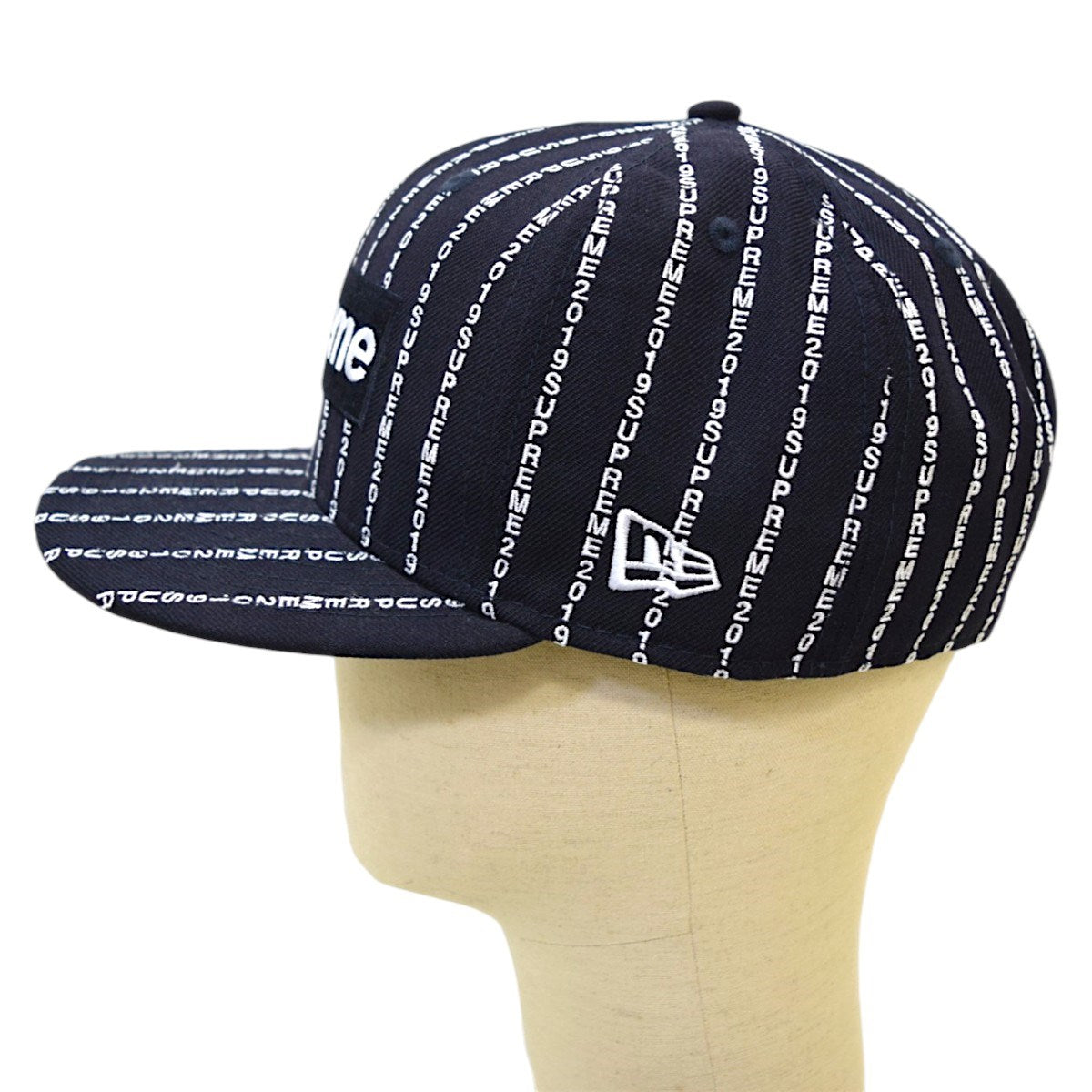 Supreme×New Era Text Stripe New Era キャップ ネイビー サイズ 7 3/8