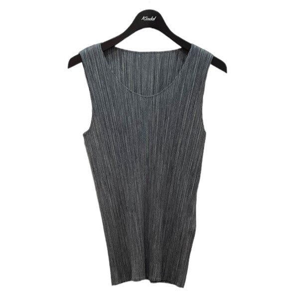 美品　PLEATS PLEASE　プリーツプリーズ　タンクトップ　3 PLEATS PLEASE(プリーツプリーズ) 総柄プリーツタンクトップ グレー