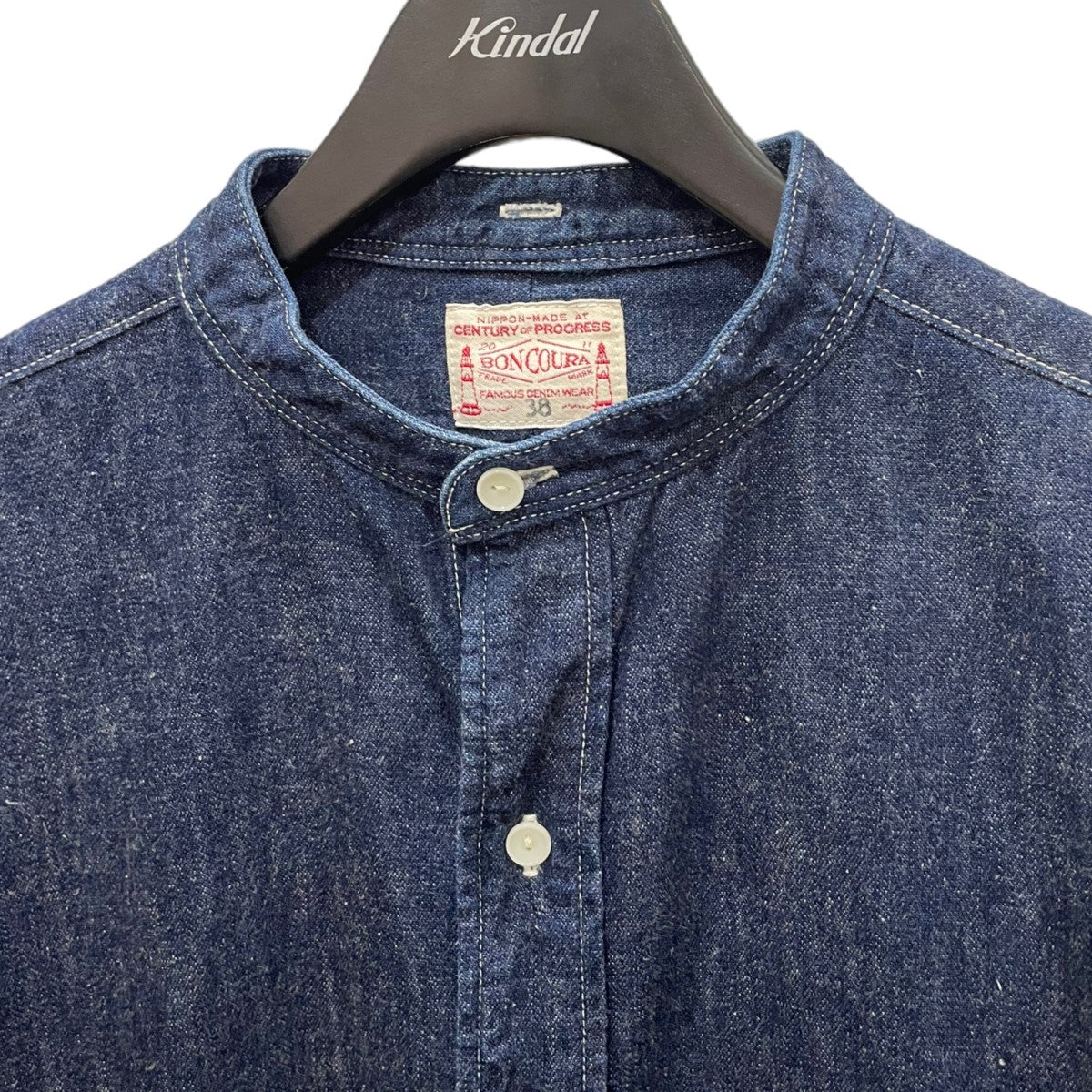 BONCOURA(ボンクラ) Band Collar Shirt Denim バンドカラーデニムシャツ made in japan インディゴ サイズ  38｜【公式】カインドオルオンライン ブランド古着・中古通販【kindal】