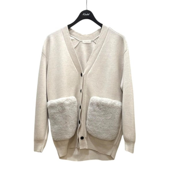 ballsey ウールポリエステルミラノリブ ファーポケットカーディガン BALLSEY(ボールジー) ウールポリエステルミラノリブ ファーポケット