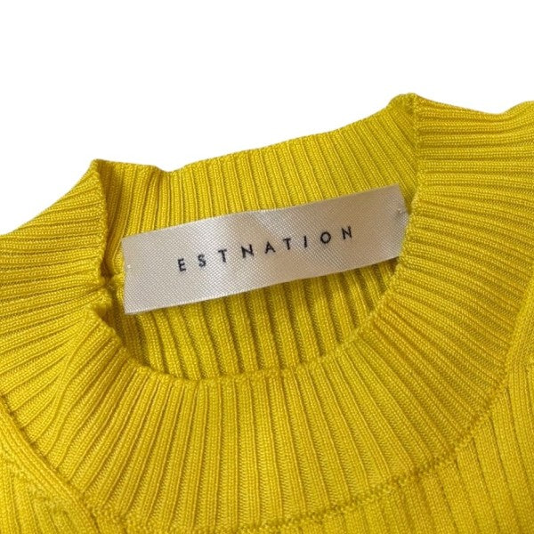 エストネーション ESTNATION ノースリーブリブニット イエロー サイズ：38 ESTNATION(エストネーション) ノースリーブリブニット イエロー