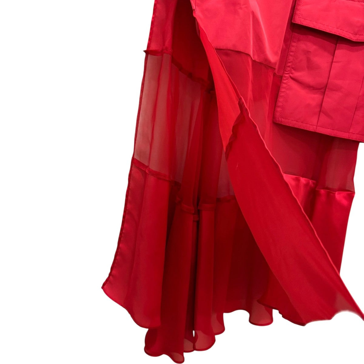 sacai サカイ Satin Mix Chiffon Mix Skirt 赤 sacai サカイ Satin Mix Chiffon Mix Skirt 赤