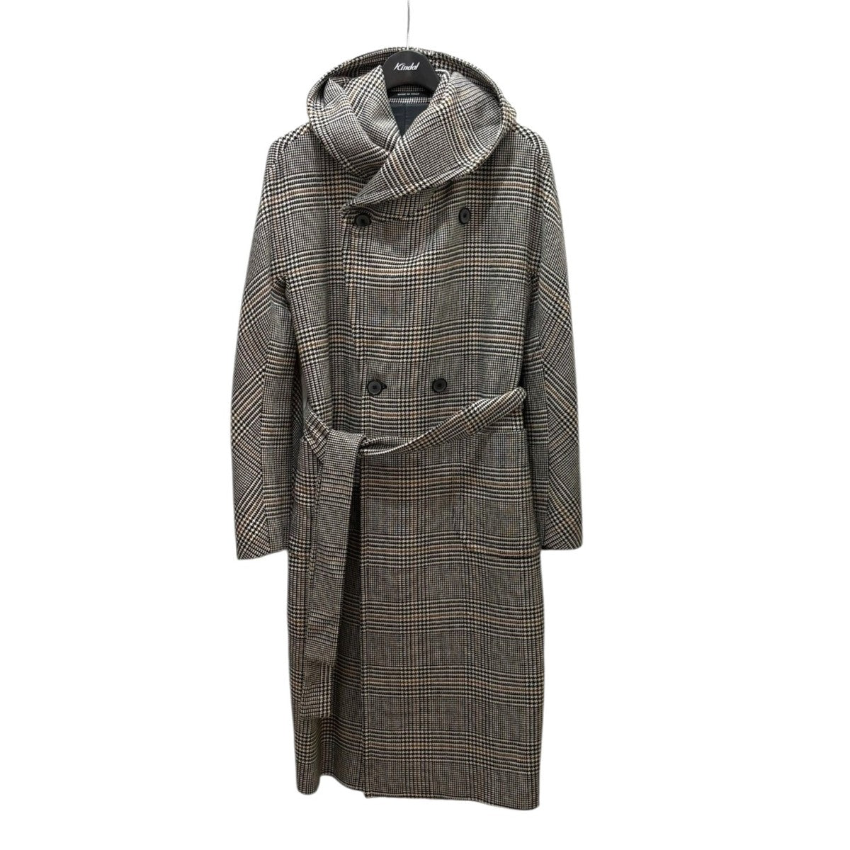 タリアトーレ　ロングコート　フード　千鳥格子　40　ベルト　DAISY　ダブル タリアトーレ ロングコート フード 千鳥格子 40 ベルト DAISY ダブル