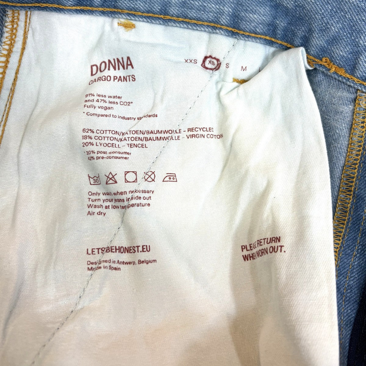 hnst denim cargo pants デニムカーゴパンツ ST042／R004／L001 古着・中古-8枚目のアイテム画像