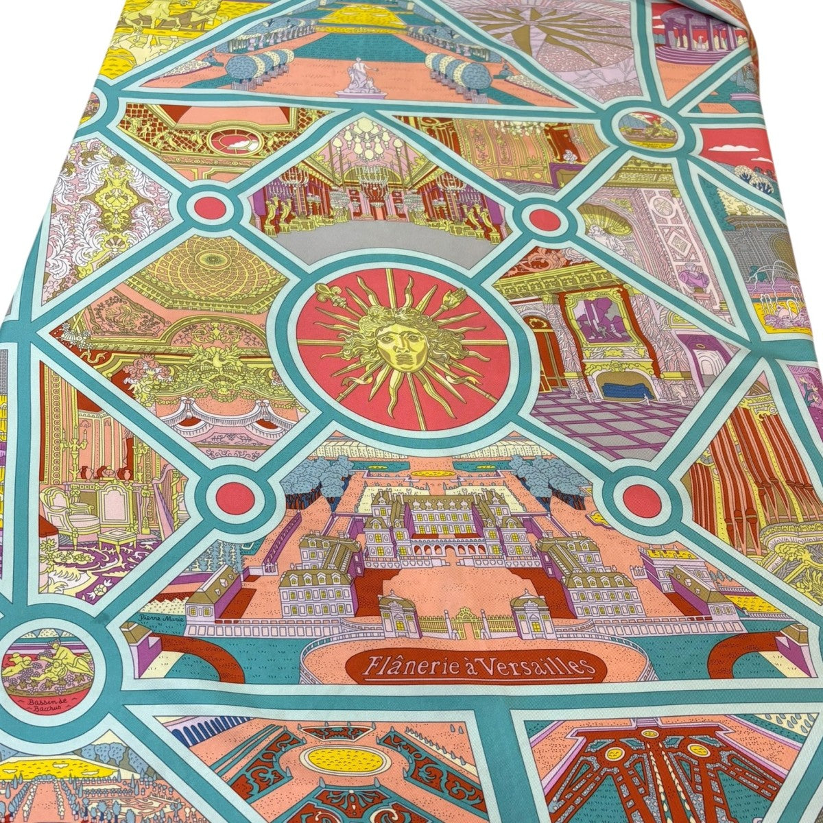 HERMES カレ90 Flaneriea Versailles ヴェルサイユの散歩 スカーフ 古着・中古-3枚目のアイテム画像