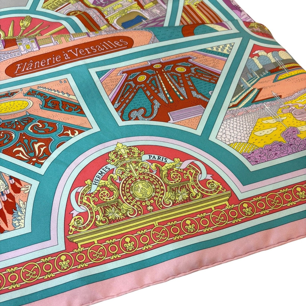 HERMES カレ90 Flaneriea Versailles ヴェルサイユの散歩 スカーフ 古着・中古-4枚目のアイテム画像