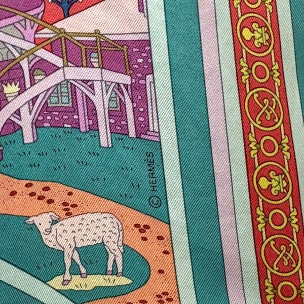 HERMES カレ90 Flaneriea Versailles ヴェルサイユの散歩 スカーフ 古着・中古-5枚目のアイテム画像