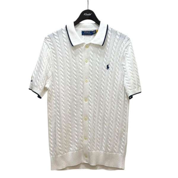 POLO RALPH LAUREN US オープン ケーブルニット コットンカーデ 古着・中古-1枚目のアイテム画像