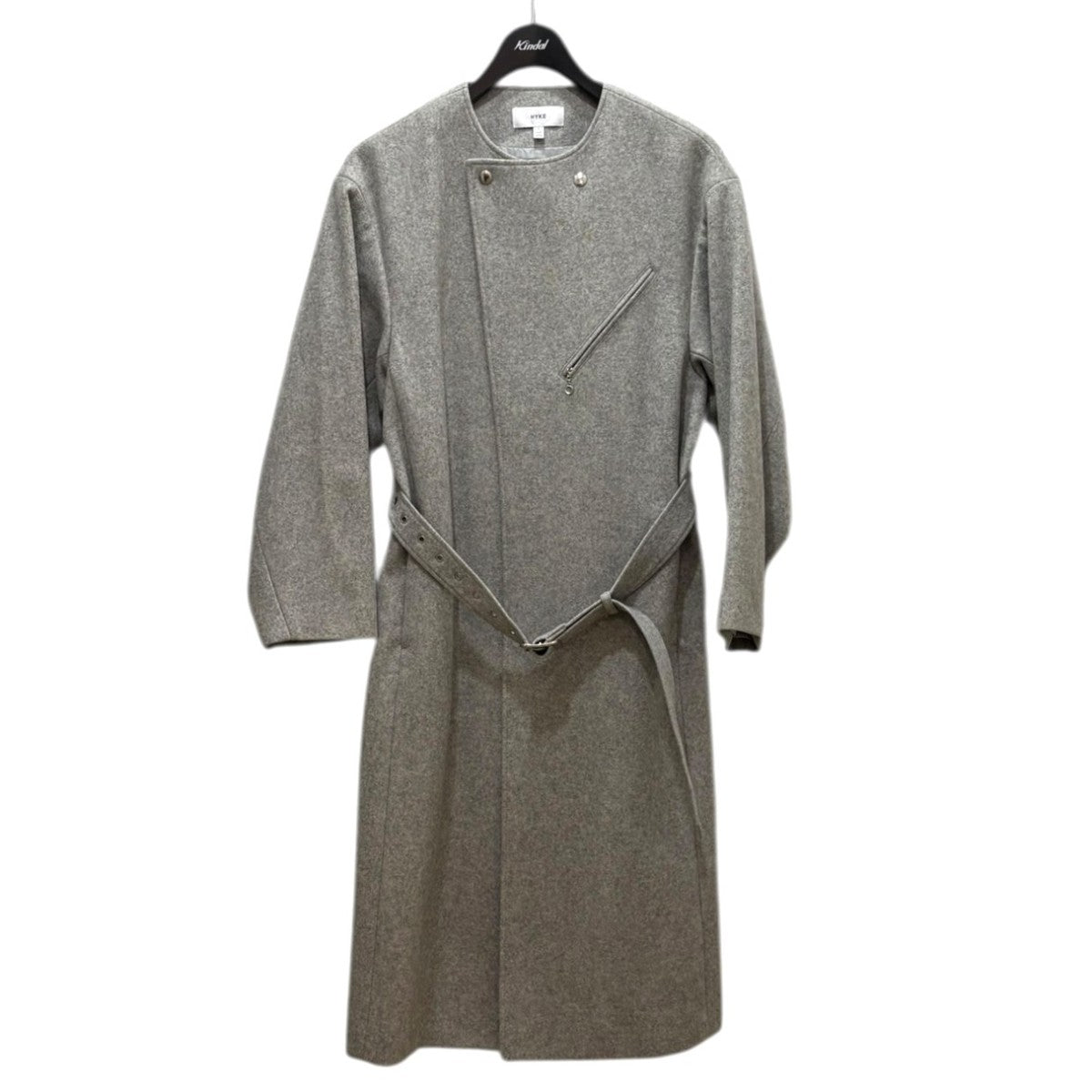HYKE wool riders coat 172-17121 022 ノーカラーコート 古着・中古-1枚目のアイテム画像