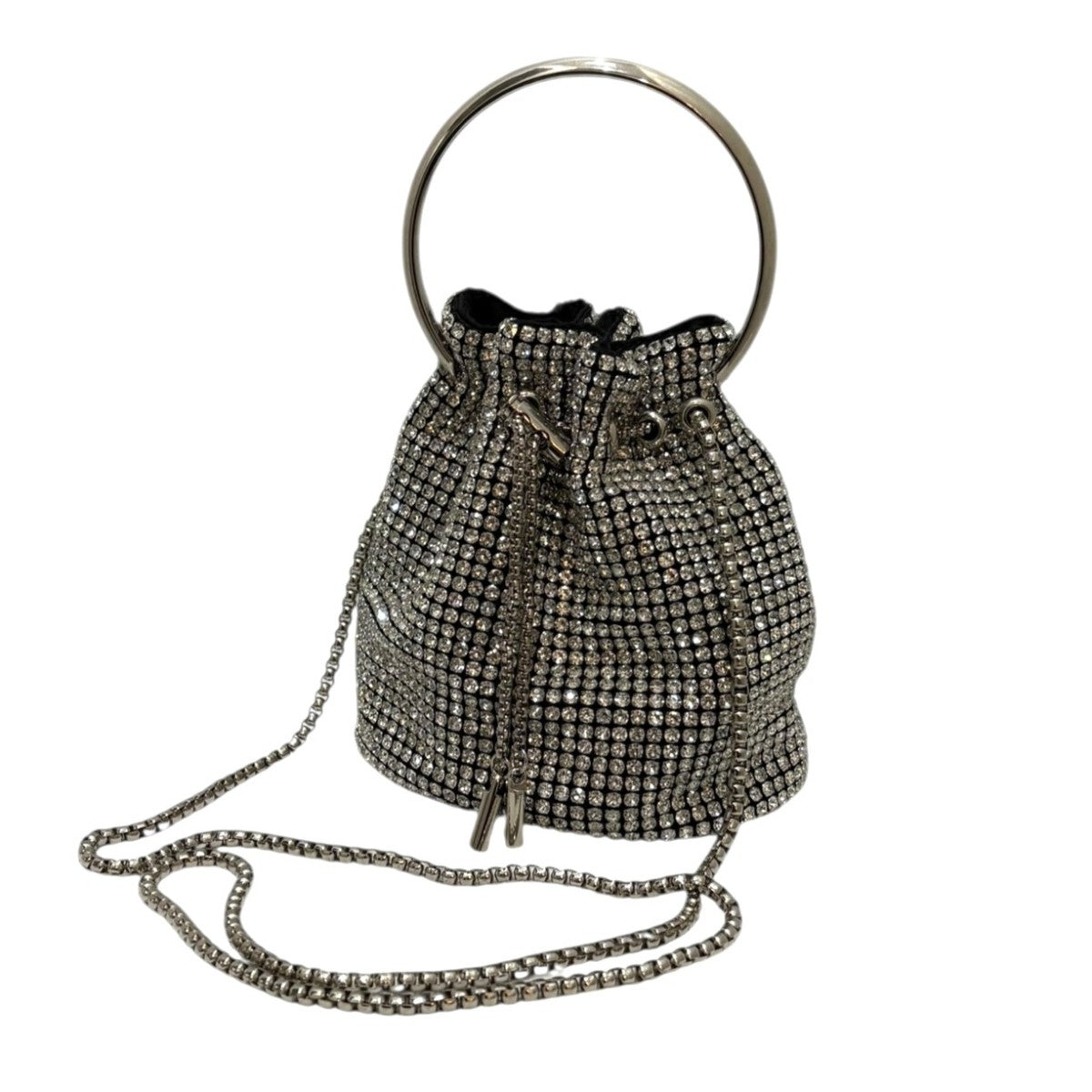 Loulou Willoughby(ルルウィルビー) ビジュー巾着ショルダー グリ